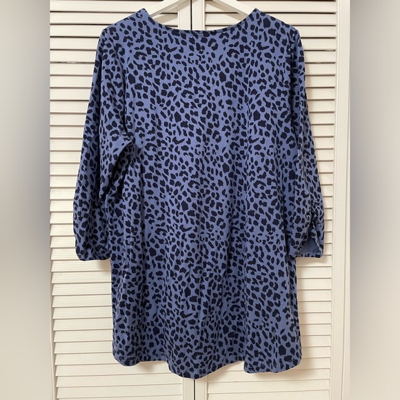 Belle by Kim Gravel XL TripleLuxe Knit Animal Print Duet Top Cotton Blend - Picture 5 of 9